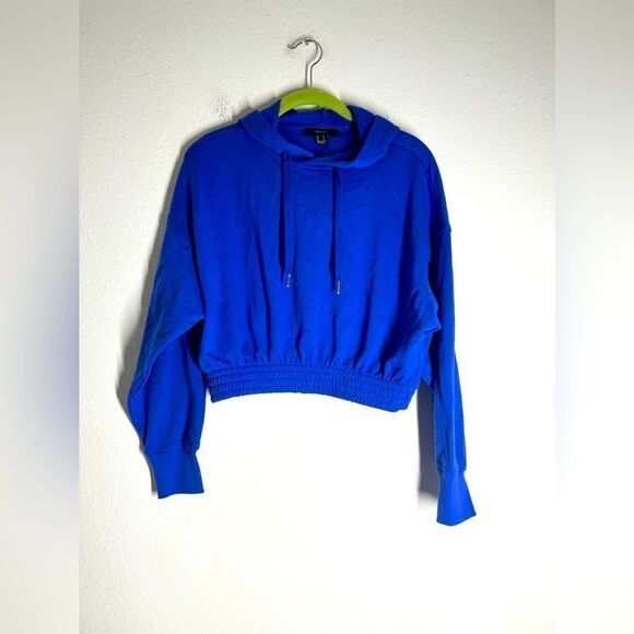 Forever 21 Blue Simple Crop Hoodie NWT Size S - Picture 1 of 9